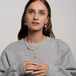Ti Sento Bague - 12331MW Argent Doré Et Doublé Nacre Carré Et Pavage | Femme Bague