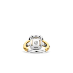 Ti Sento Bague - 12330MW Argent Doré Et Doublé Nacre Carré Serti D'Oxydes De Zirconium | Femme Bague