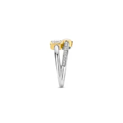 Ti Sento Bague - 12326MW Argent Rhodié Multi Joncs Pierres Synthétiques Mop Et Oxyde De Zirconium | Femme Bague