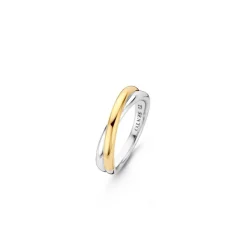 Ti Sento Bague 1953SY - Bague Argent 2 Anneaux Entrelacés Bi Colore Doré | Femme Bague