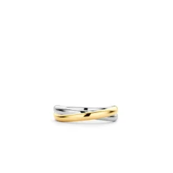 Ti Sento Bague 1953SY - Bague Argent 2 Anneaux Entrelacés Bi Colore Doré | Femme Bague