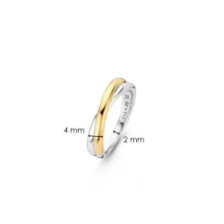 Ti Sento Bague 1953SY - Bague Argent 2 Anneaux Entrelacés Bi Colore Doré | Femme Bague
