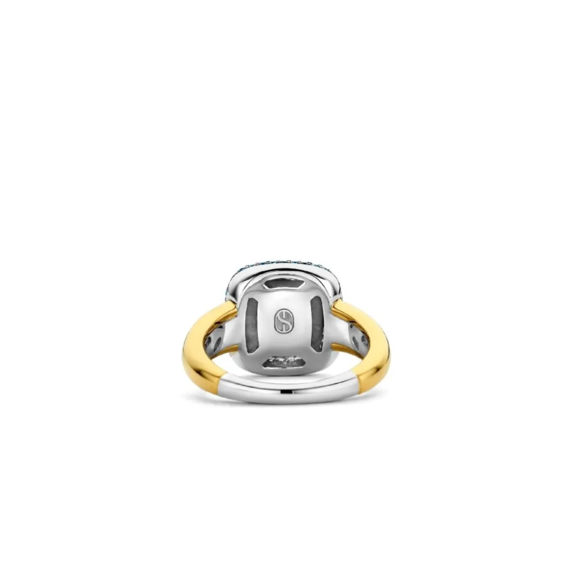 Ti Sento Bague - 12330TQ Argent Doré Et Pierre Synthétique Turquoise Carrée Serti D'Oxydes De Zirconium | Femme Bague
