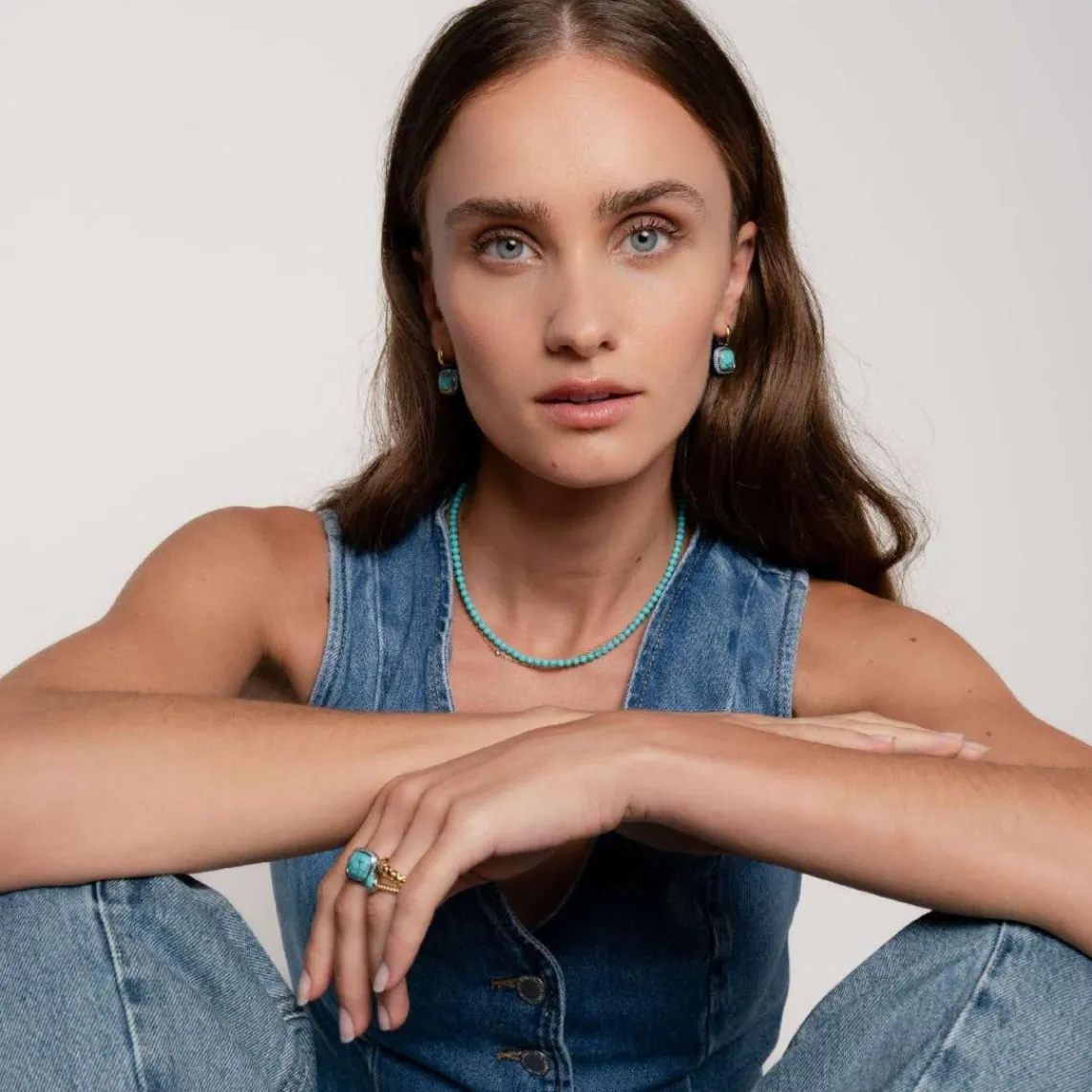 Ti Sento Bague - 12330TQ Argent Doré Et Pierre Synthétique Turquoise Carrée Serti D'Oxydes De Zirconium | Femme Bague