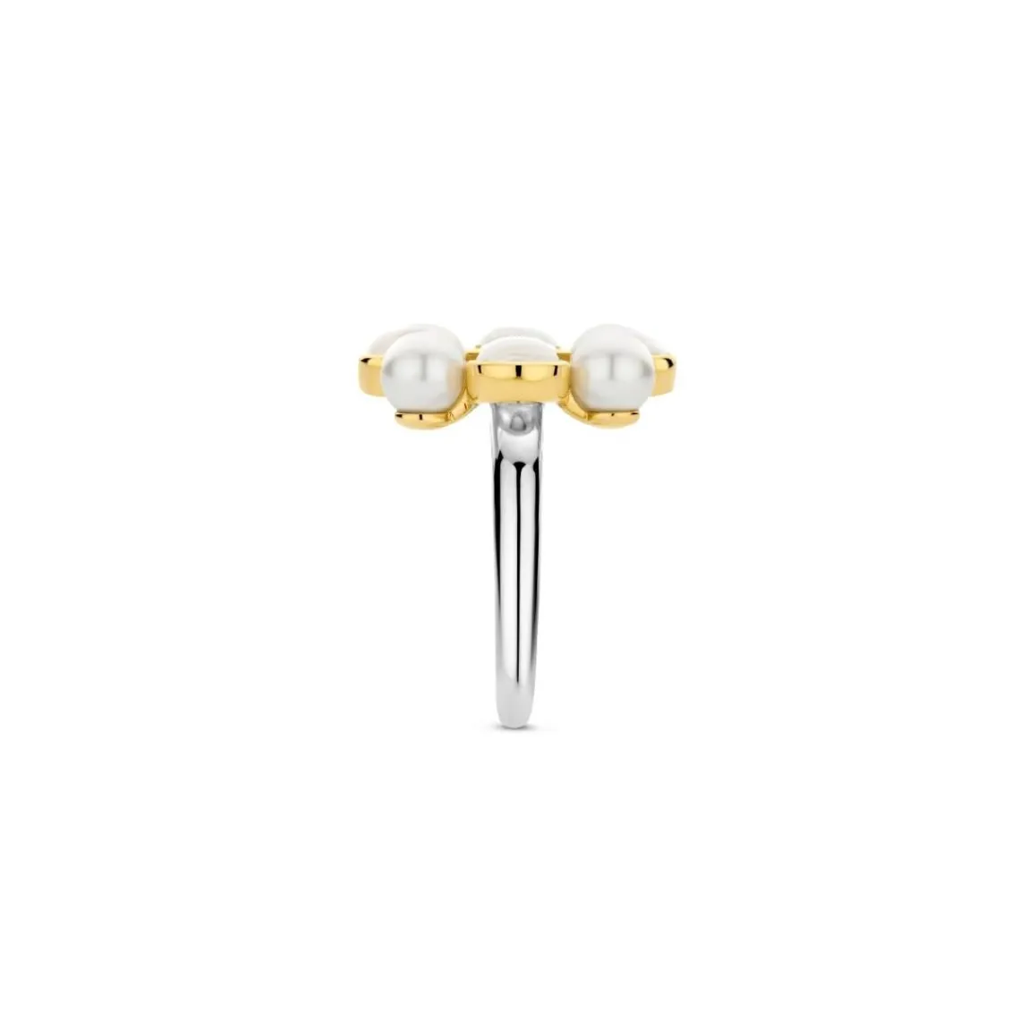 Ti Sento Bague - 12325YP Argent Doré Perles Synthétiques Et Oxyde De Zirconium Carré PM | Femme Bague