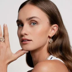 Ti Sento Bague - 12325YP Argent Doré Perles Synthétiques Et Oxyde De Zirconium Carré PM | Femme Bague