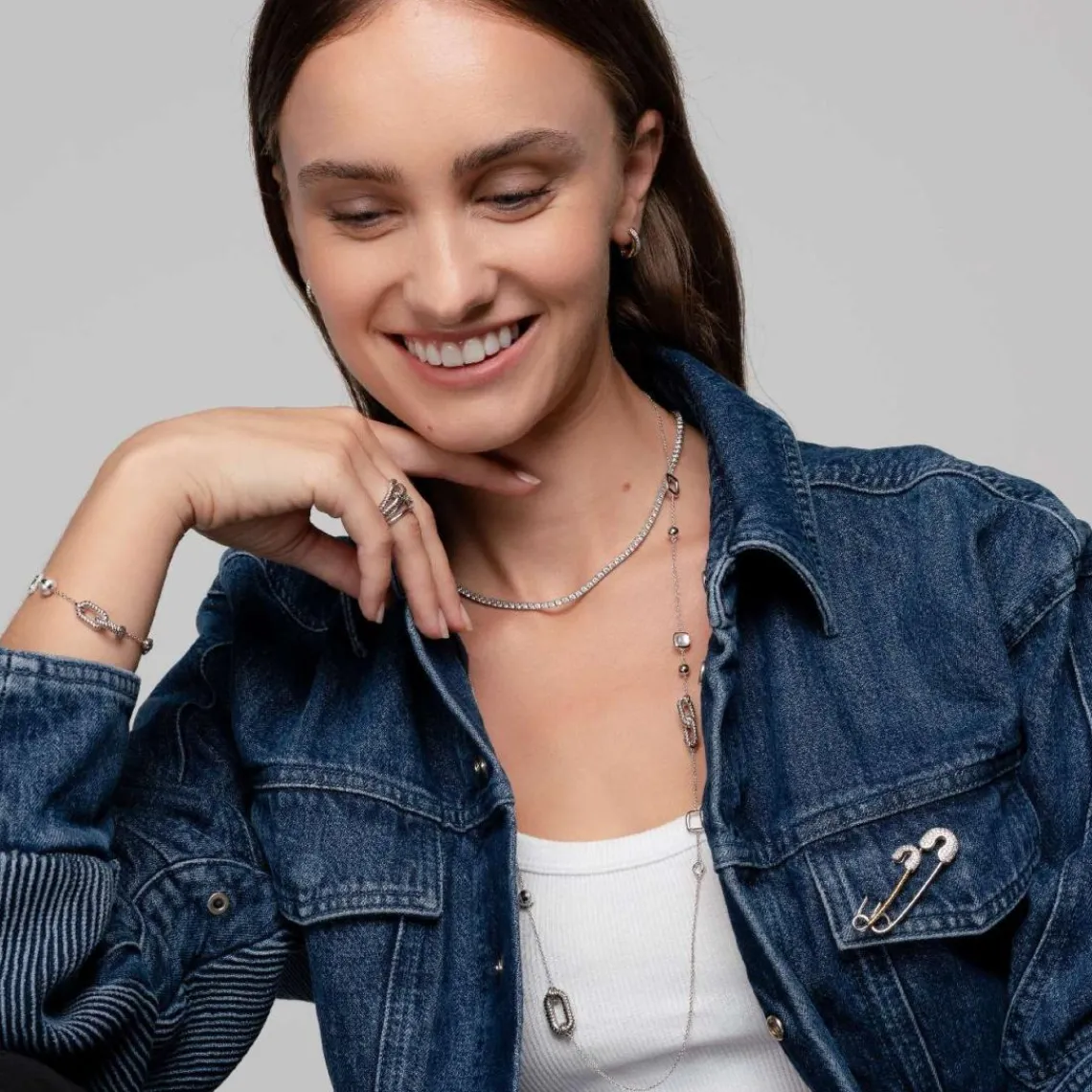 Ti Sento Bague - 12333ZI Argent Rhodié Forme Épingle Pavée | Femme Bague