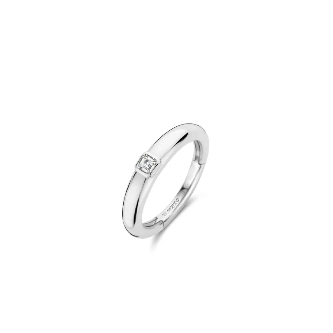 Ti Sento Bague - 12329ZI Argent Rhodié Et Oxyde De Zirconium Carré PM | Femme Bague