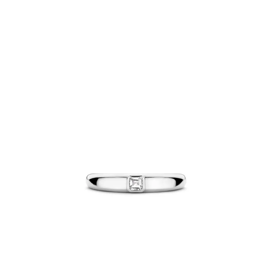 Ti Sento Bague - 12329ZI Argent Rhodié Et Oxyde De Zirconium Carré PM | Femme Bague