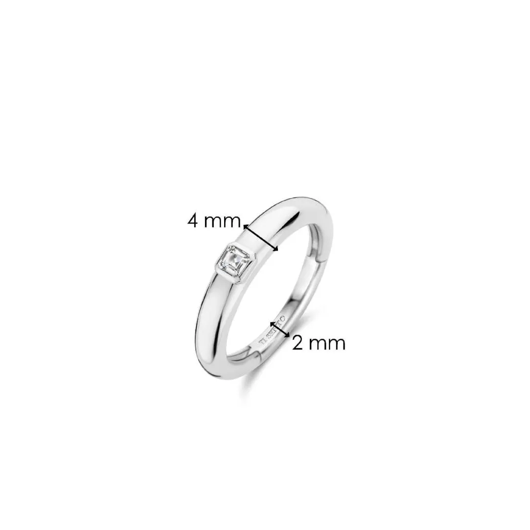 Ti Sento Bague - 12329ZI Argent Rhodié Et Oxyde De Zirconium Carré PM | Femme Bague