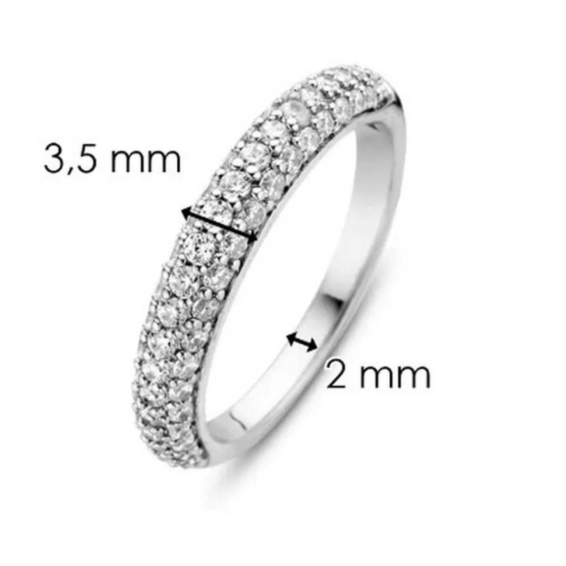 Ti Sento Bague 12105ZI - Bague Argent Anneau Pavé Zirconium Femme | Femme Bague