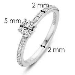 Ti Sento Bague 12109ZI - Bague Argent Serti Griffé Zirconium Femme | Femme Bague