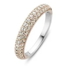 Ti Sento Bague 12105ZR - Bague Argent Anneau Pavé Doré Rose Femme | Femme Bague