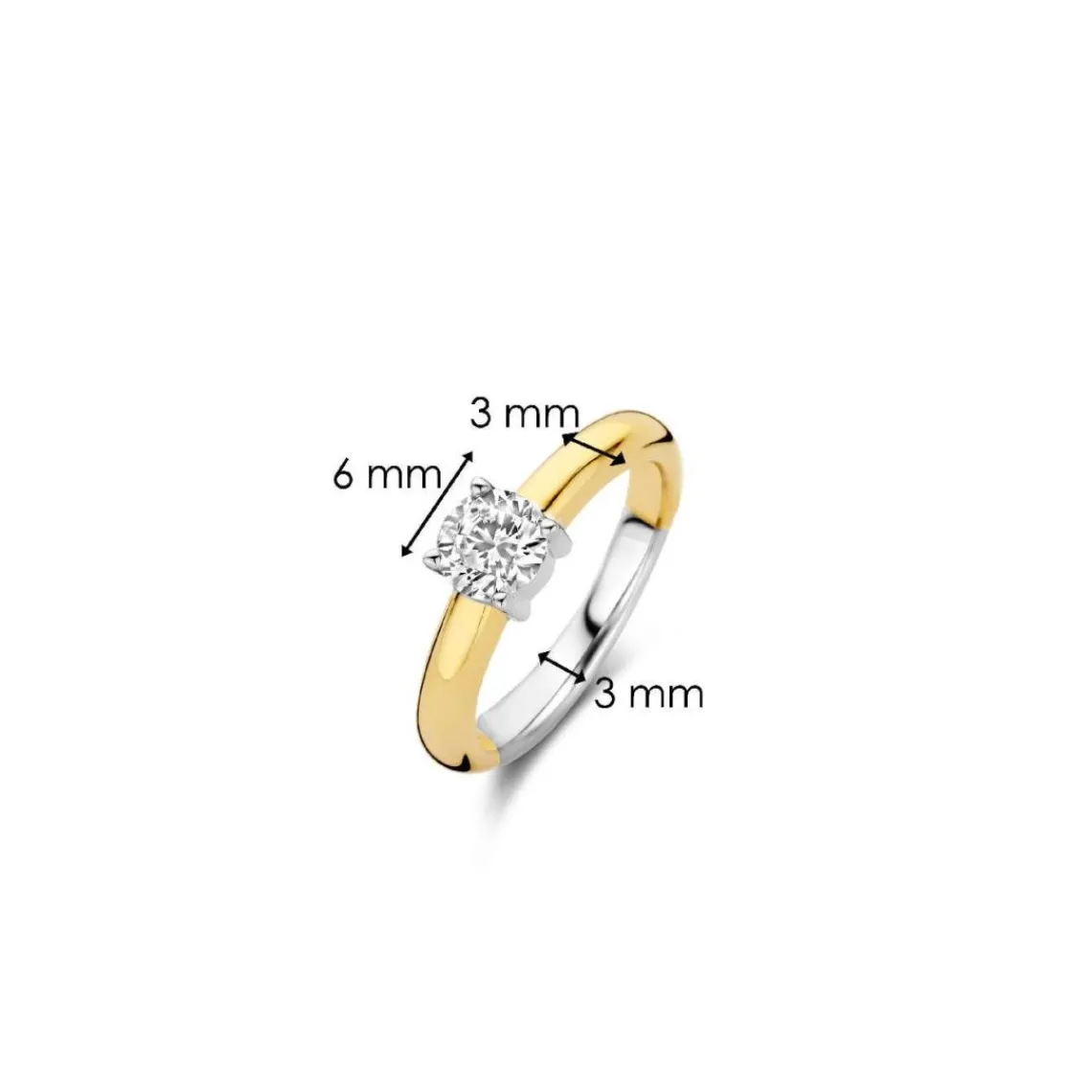 Ti Sento Bague - 1463ZY Argent Doré Et Oxyde De Zirconium PM | Femme Bague