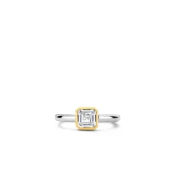 Ti Sento Bague - 12328ZY Argent Doré Et Oxyde De Zirconium Carré | Femme Bague