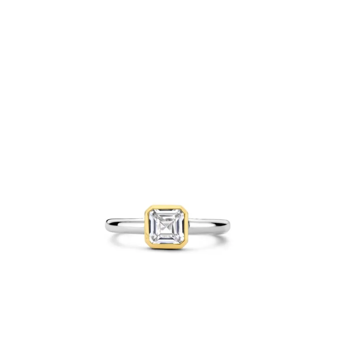 Ti Sento Bague - 12328ZY Argent Doré Et Oxyde De Zirconium Carré | Femme Bague