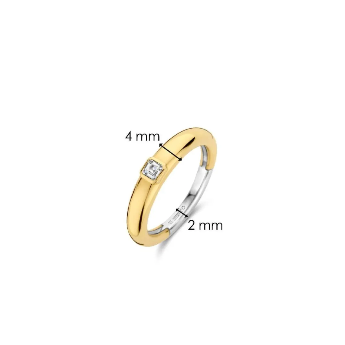 Ti Sento Bague - 12329ZY Argent Doré Et Oxyde De Zirconium Carré PM | Femme Bague