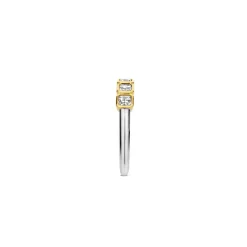 Ti Sento Bague - 12327ZY Argent Doré Et Oxydes De Zirconium Carrés Serti Rail | Femme Bague