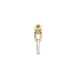 Ti Sento Bague - 12321ZY Argent Doré Liens Carrés Et Pavé | Femme Bague