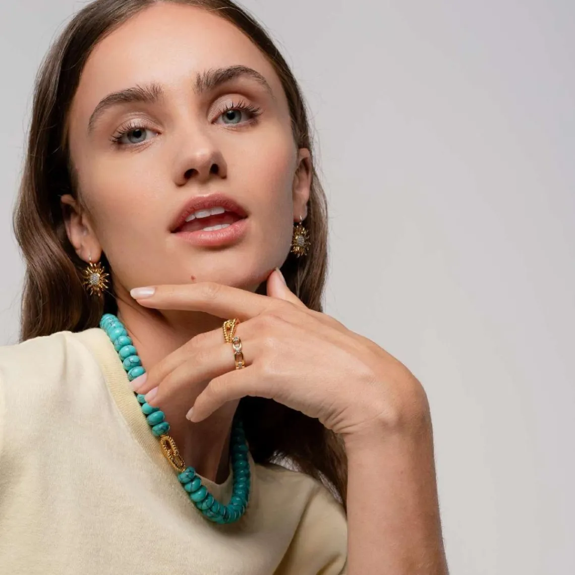 Ti Sento Bague - 12321ZY Argent Doré Liens Carrés Et Pavé | Femme Bague