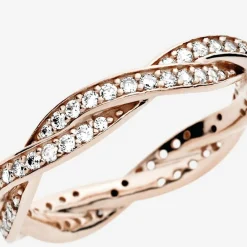 Pandora Bague Torsades Scintillante Timeless Métal doré à l’Or Rose fin 585/1000ᵉ | Femme Bague