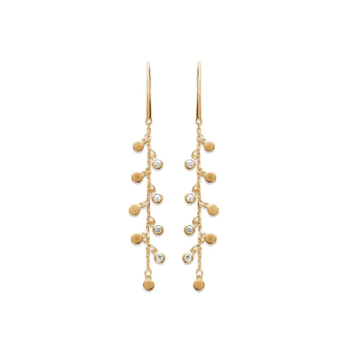 Maison de la Bijouterie Boucle d'oreilles Pendantes femme plaqué or blanc serti clos - Y54Y6Z0 | Femme Boucles D'Oreilles