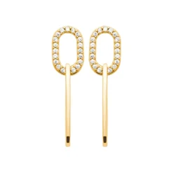 Maison de la Bijouterie Boucle d'oreilles Pendantes femme plaqué or blanc serti griffe - Y5W4UZ0 | Femme Boucles D'Oreilles