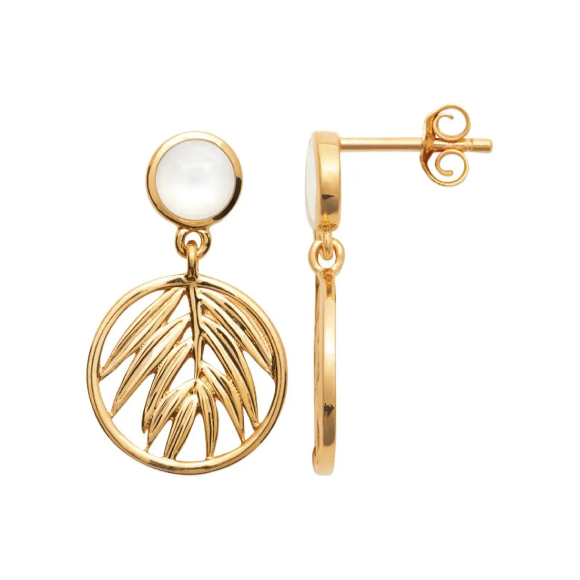 Maison de la Bijouterie Boucle d'oreilles Pendantes femme plaqué or nacre - Y56W604 | Femme Boucles D'Oreilles