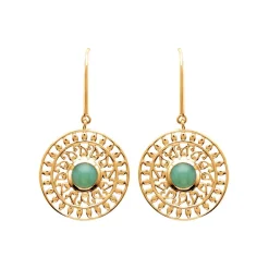 Maison de la Bijouterie Boucle d'oreilles Pendantes femme plaqué or serti clos - Y55W650 | Femme Boucles D'Oreilles