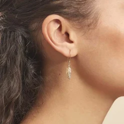 Maison de la Bijouterie Boucle d'oreilles Pendantes femme plaqué or feuillage - Y5Y6U00 | Femme Boucles D'Oreilles