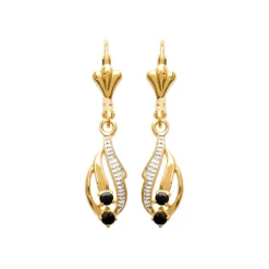 Maison de la Bijouterie Boucle d'oreilles Pendantes femme plaqué or saphir serti griffe - Y3530Z43 | Femme Boucles D'Oreilles