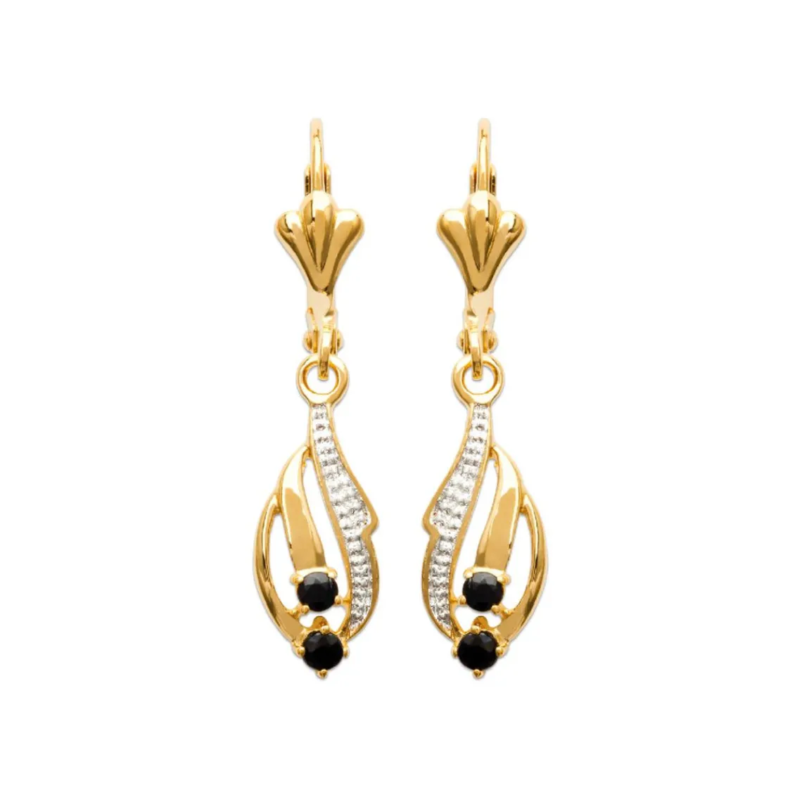 Maison de la Bijouterie Boucle d'oreilles Pendantes femme plaqué or saphir serti griffe - Y3530Z43 | Femme Boucles D'Oreilles
