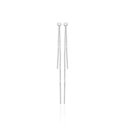 Maison de la Bijouterie Boucle d'oreilles Pendantes femme argent rhodié blanc serti clos - Z53VYZ0 | Femme Boucles D'Oreilles