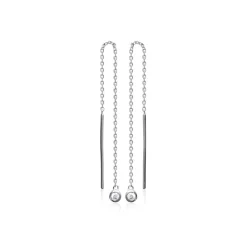 Maison de la Bijouterie Boucle d'oreilles Pendantes femme argent rhodié blanc serti clos porté spécial - Z53WYZ0 | Femme Boucles D'Oreilles