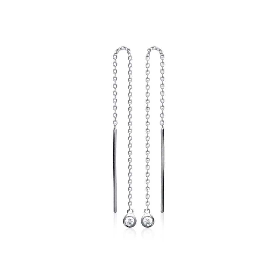 Maison de la Bijouterie Boucle d'oreilles Pendantes femme argent rhodié blanc serti clos porté spécial - Z53WYZ0 | Femme Boucles D'Oreilles