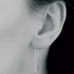Maison de la Bijouterie Boucle d'oreilles Pendantes femme argent rhodié blanc serti clos porté spécial - Z53WYZ0 | Femme Boucles D'Oreilles