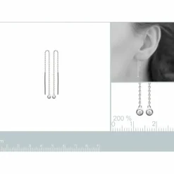 Maison de la Bijouterie Boucle d'oreilles Pendantes femme argent rhodié blanc serti clos porté spécial - Z53WYZ0 | Femme Boucles D'Oreilles