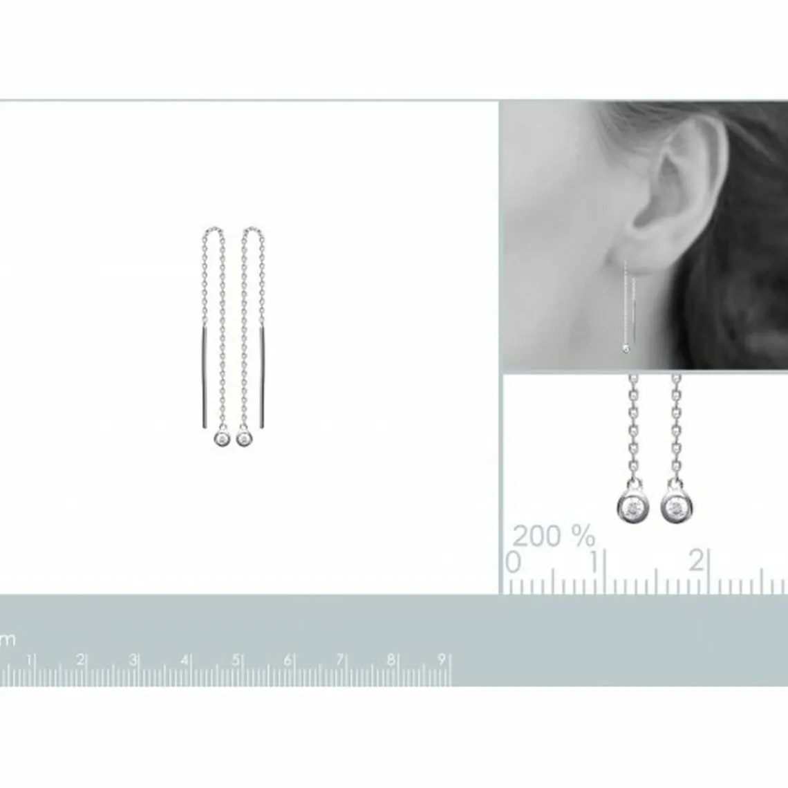 Maison de la Bijouterie Boucle d'oreilles Pendantes femme argent rhodié blanc serti clos porté spécial - Z53WYZ0 | Femme Boucles D'Oreilles