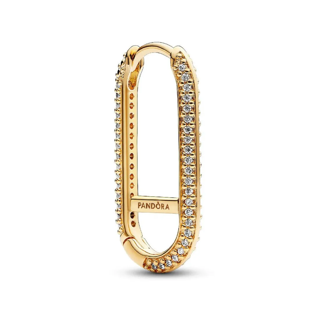 Pandora Boucle d’Oreille Unique Link Pavé Allongé Doré | Femme Boucles D'Oreilles