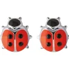 Stella Boucles d'oreilles Coccinelles rouges en argent rhodié & laqué | Femme Boucles D'Oreilles|Boucles D'Oreilles