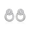 Maison de la Bijouterie Boucles d'oreille femme argent rhodié blanc serti griffe double cercle - Z5ZV4Z0 | Femme Boucles D'Oreilles