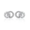 Maison de la Bijouterie Boucles d'oreille femme argent rhodié blanc serti griffe double cercle - Z4UZ5Z0 | Femme Boucles D'Oreilles
