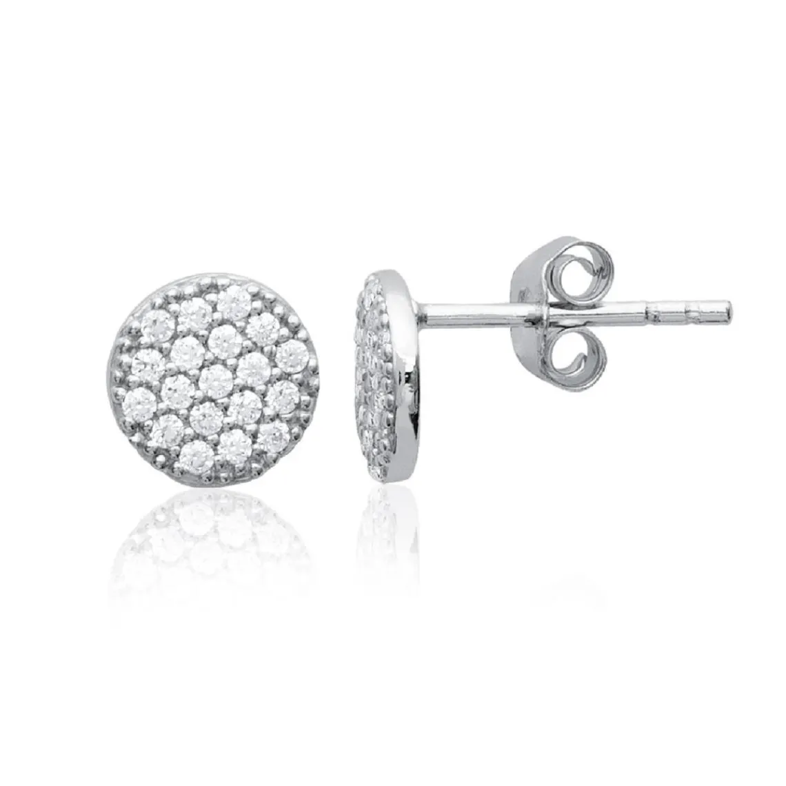 Maison de la Bijouterie Boucles d'oreille femme argent rhodié blanc serti griffe rond - Z4UY0Z0 | Femme Boucles D'Oreilles