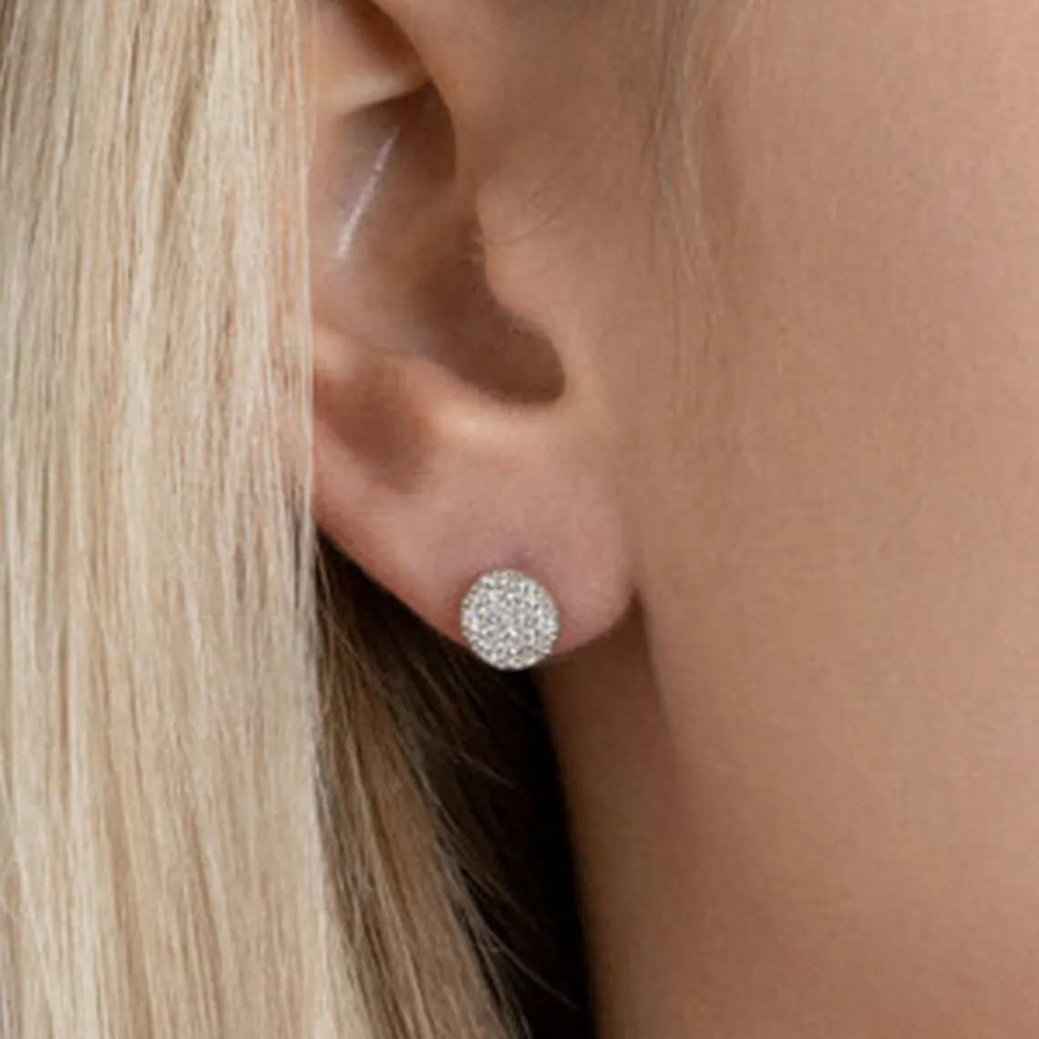 Maison de la Bijouterie Boucles d'oreille femme argent rhodié blanc serti griffe rond - Z4UY0Z0 | Femme Boucles D'Oreilles