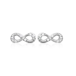Maison de la Bijouterie Boucles d'oreille femme argent rhodié blanc serti infini griffe - Z4U46Z0 | Femme Boucles D'Oreilles