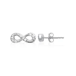 Maison de la Bijouterie Boucles d'oreille femme argent rhodié blanc serti infini griffe - Z4U46Z0 | Femme Boucles D'Oreilles