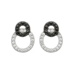 Maison de la Bijouterie Boucles d'oreille femme argent rhodié teinté serti griffe - Z5ZV40W | Femme Boucles D'Oreilles