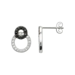 Maison de la Bijouterie Boucles d'oreille femme argent rhodié teinté serti griffe - Z5ZV40W | Femme Boucles D'Oreilles