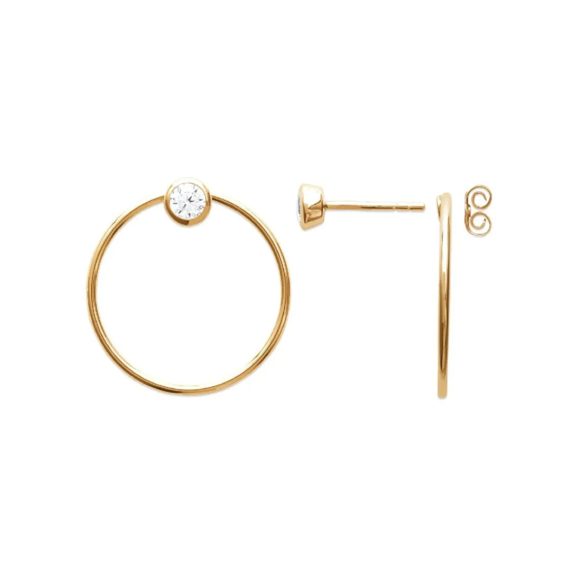 Maison de la Bijouterie Boucles d'oreille femme plaqué or blanc serti clos - Y5463Z0 | Femme Boucles D'Oreilles