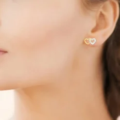 Maison de la Bijouterie Boucles d'oreille femme plaqué or blanc serti griffe cœur - Y36Y5ZZ | Femme Boucles D'Oreilles